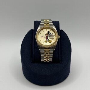 Vintage Disney Mickey Mouse Two Tone Day Date Wrist Watch MCK339